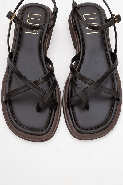 LuviShoes Antas Brown Genuine Leather Women's Flip Flops Sandals