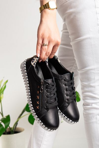 morscho Genuine Leather Leopard Pattern Detailed Women's Orthopedic Shoes