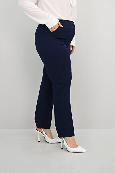 Koza Butik Women's Plus Size High Waist Fabric Pants 0036-25