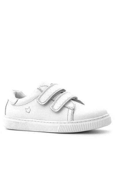 hapshoe Pantofi pantofi pentru fete din piele naturală cu velcro alb