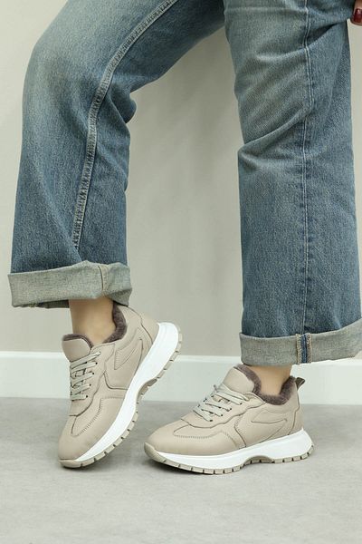 FAST STEP Γυναικεία παπούτσια casual από γνήσιο δέρμα και γούνα 136kza502-2
