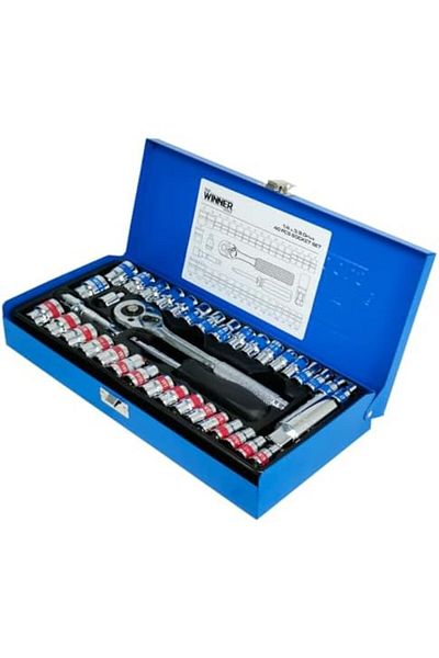 THE WINNER TOOLS WINNER 40 Pcs Socket Set Complete Mechanics Tool Kit, Chrome Vanadium Steel Spanners with 1/4" and 3