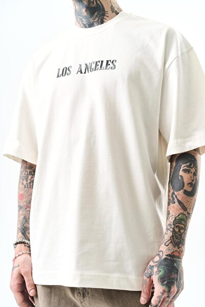 Respire Чоловіча футболка Oversize з принтом Los Angeles, екрю