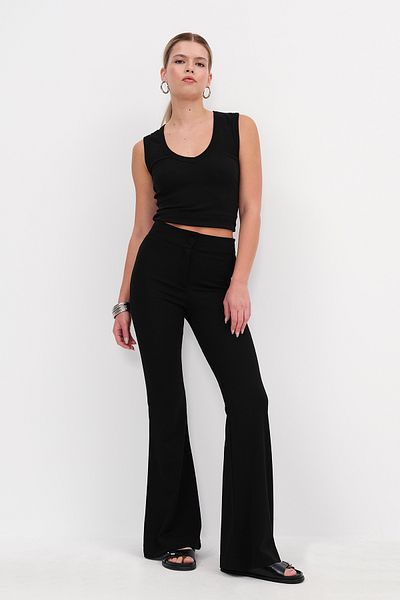 Addax High Waist Button Pants Pn13942