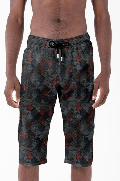 Miami Beach Μήκος κάτω από το γόνατο Μοντέλο Water Repellent Lycra Stretchy ύφασμα Ανδρικό σορτς παραλίας Sea Capri - 943-Μαύρο
