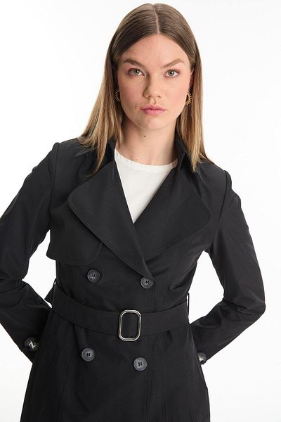Zühre Belted Black Trench Coat 13768