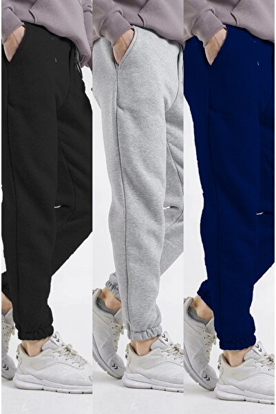 THE WHITE Pachet de 3 pantaloni de trening cu 2 fire și picior elastic