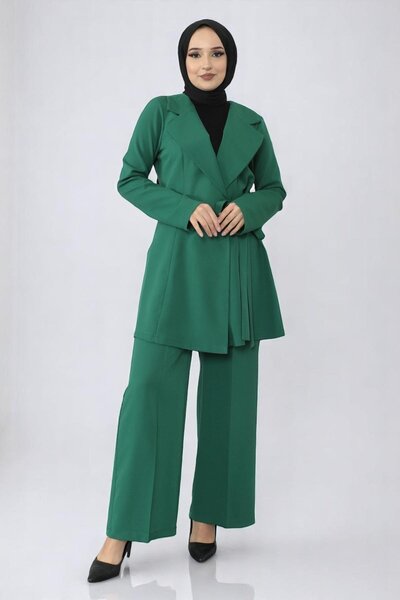 Missvalle Sash Detailed Suit Emerald 19106