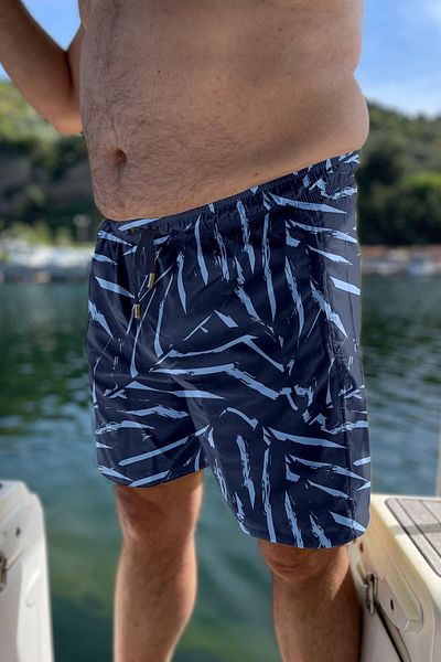 Miami Beach Large Size Water Repellent Digital Printed Men's Beach Sea Shorts Swimsuit - 273-Navy Blue