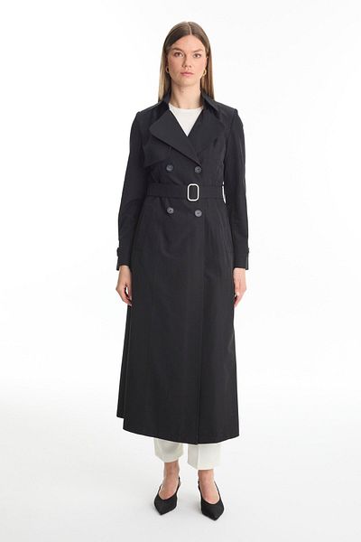 Zühre Belted Black Trench Coat 13768