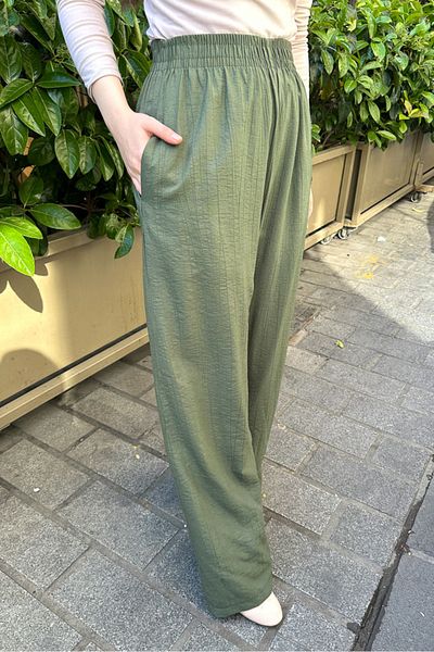 Ovn. Elastic Waist Loose Trousers - Khaki
