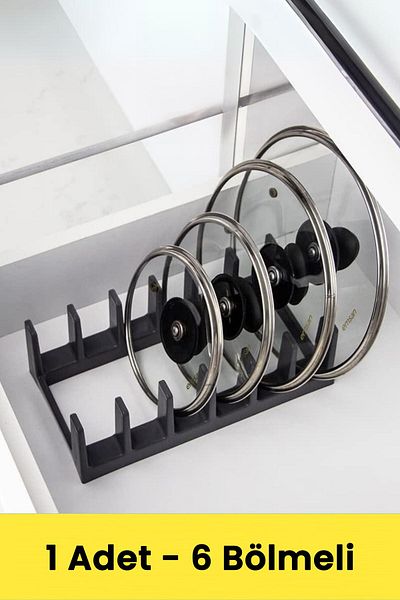 Fevito Multi-Purpose Plate Pan Pot Lid Organizer – Plastic Drawer & Cabinet Organizer (Gray)
