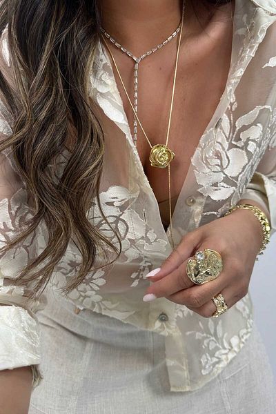 Sohotique By P Ημιδιάφανη κρέμα πουκάμισου με εφέ Organza