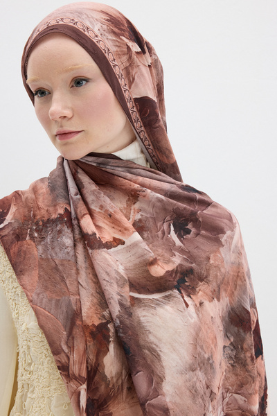 cs camellia scarf Σάλι με σχέδιο Sera - Κανέλα