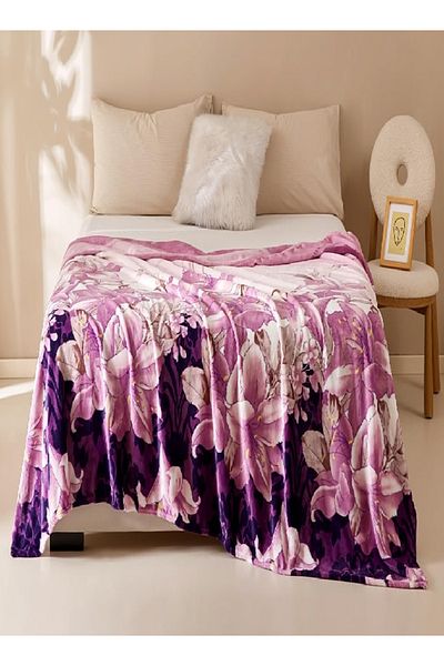 RISHAHOME Single Size Flannel Fleece Blanket – Floral, 150x200cm, Soft, All-Season, Multicolor