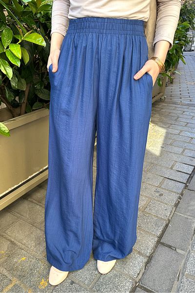 Ovn. Elastic Waist Loose Trousers - Navy Blue