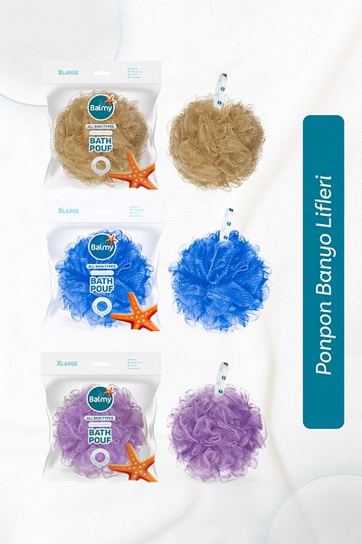 Balmy Xlarge 3 Pack Pom Pom Bath Loofah