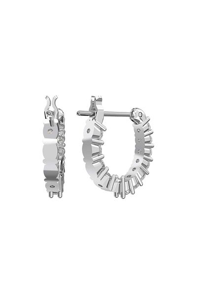 Swarovski Vittore Mini Hoop Earrings, White, Rhodium Plated 5562126