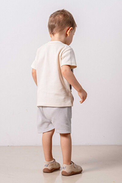 bombe Baby Kids Gray Cotton 2 Piece Set Printed First I'M Trend Fashion Bottom Top Set