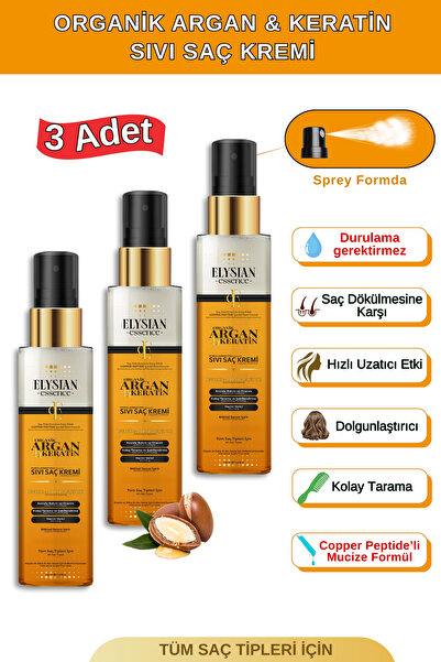 Elysian Essence Organik Argan & Keratin Sıvı Saç Kremi 3'lü Set – Durulanmaya...