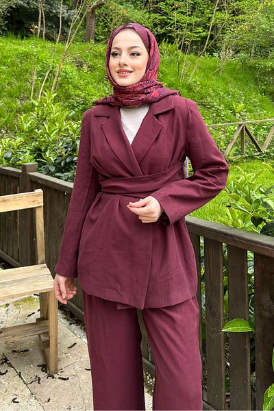 Ovn. Amara Waist Tie Suit - Plum