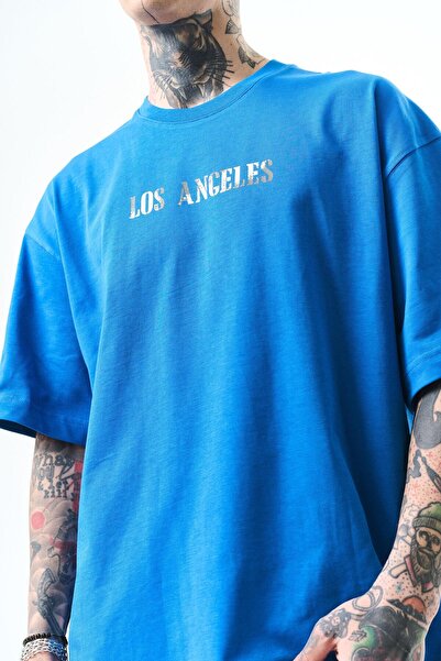 Respire Чоловіча футболка Oversize з принтом Los Angeles, синя