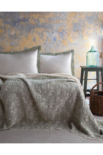 Apricitas HOME Double Bed Cover Set Marbella Sage - Bed Cover