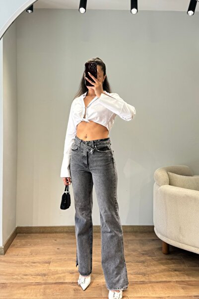 Güneş Paça Detay Straight Fit Jean