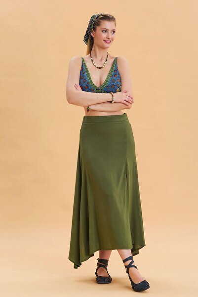 Los banditos Zipper Detailed Slit Asymmetrical Skirt