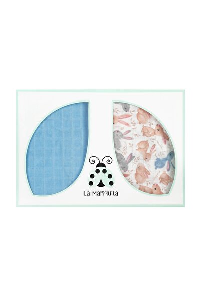 Müslin Bebek Örtü Seti %100 Pamuk Rab&Blue (70X85 CM 2'Lİ KUTU)