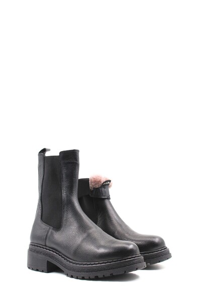 FAST STEP Hakiki Deri Kürklü Kadın Kalın Taban Bot 257KZA622