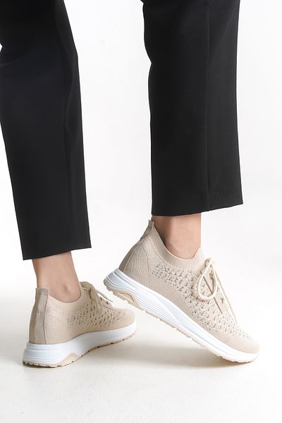 Solo Bag Unisex Knitwear Stoned Daily Breathable Orthopedic Sole Lightweight Lace-Up Sports Walking Shoes