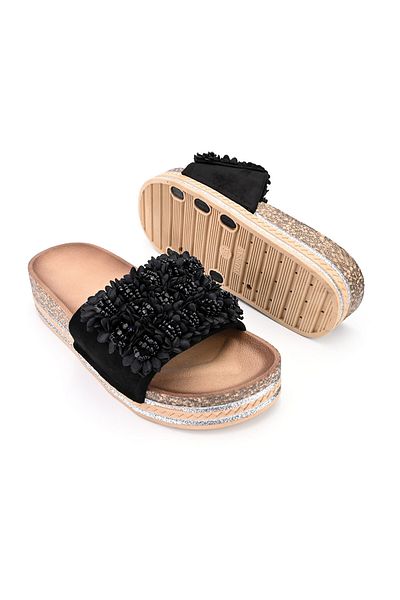 Tmall Women's Casual Slippers, Made Of Eco-friendly Suede, Sa43, Black