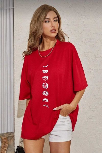 TekTarzz Unisex Moon Phases Printed Design Tshirt