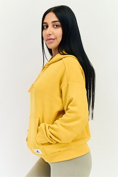 adidas Women Sportswear Fit Long Sleeves Outdoor Sweatshirt, Mustard