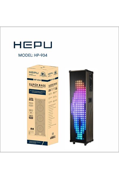 Boomboxtr Hepu hp 934 Taşınabilir Kule Tipi Ahşap Bluetooth Parti Hoparlörü 3*10 inc 100w Süper Bass