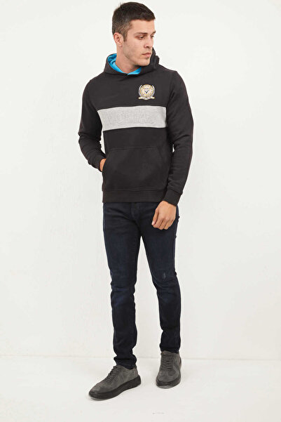 Voltaj Φούτερ τσέπης καγκουρό με μαύρη κουκούλα