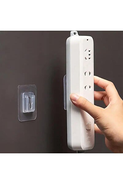 sanal trend 2 Çift Taraflı Yapışkanlı Geçmeli Klips Eşya Sabitleme Askısı Şeffaf Duvar Kancası