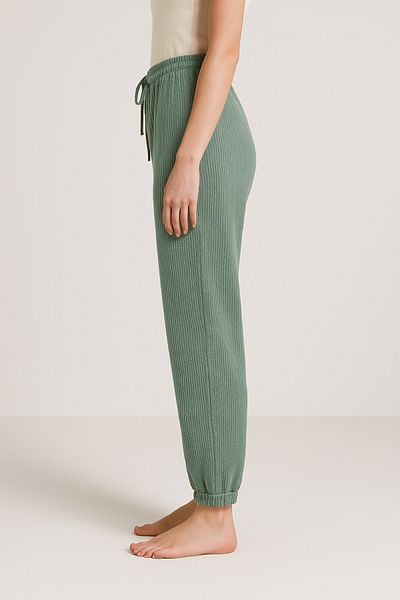 HNX Cotton Corded Women's Pajama Bottoms with Elastic Legs