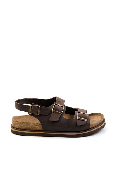 Bambi Brown Leather Men's Sandals E05801198403