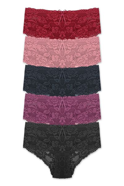 ZENA UNDERWEAR 5'Li Lace Large Size High Waist Women's Panties