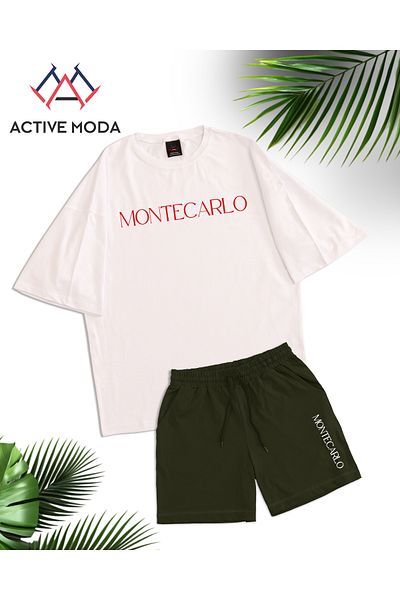 ACTIVE MODA -Men's Short Sleeve Tshirt-Shorts Cotton Printed