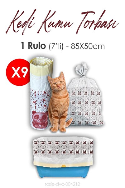 Rosie Cat Litter Bag, 85X50Cm Size, 9 Rolls of 7 Pieces Each