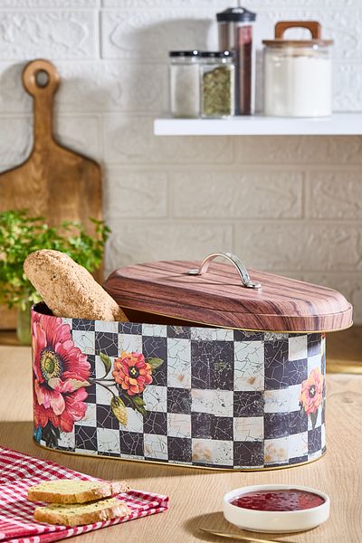 decorev Floral Patterned Metal Bread Bowl