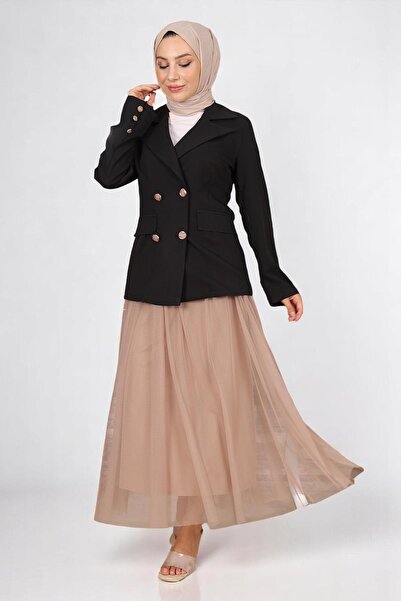 Missvalle Μπουφάν και φούστα από τούλι μαύρο κοστούμι 19151