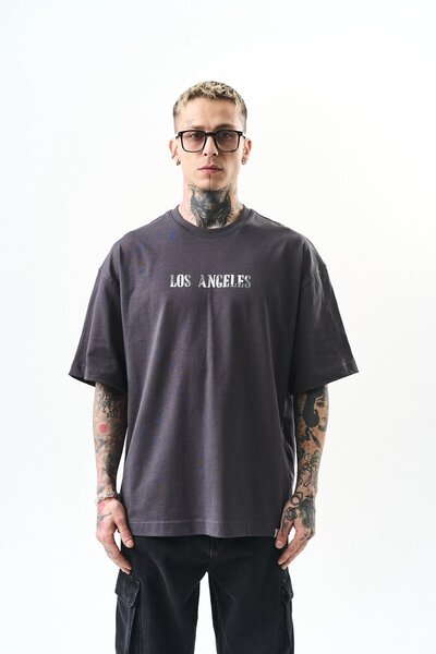 Respire Muški Los Anđeles Štampano Oversize kroj T-shirt Dimljeni