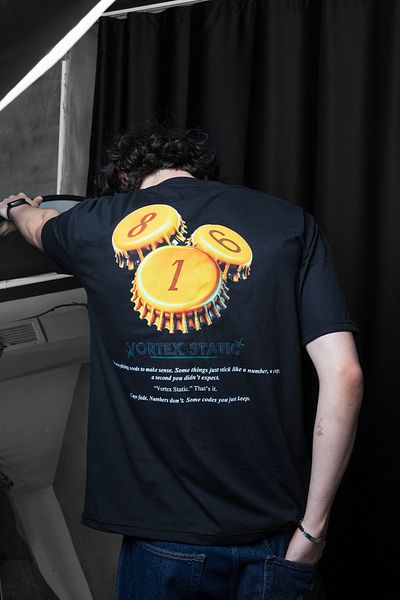 Sekizbiraltı Μαύρο μπλουζάκι Vortex Static Printed Oversize Unisex