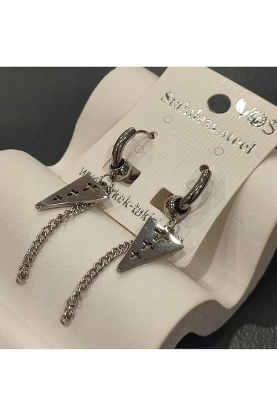 Bijutek Stainless Steel Men's Steel Patterned and Dangle Earrings 2