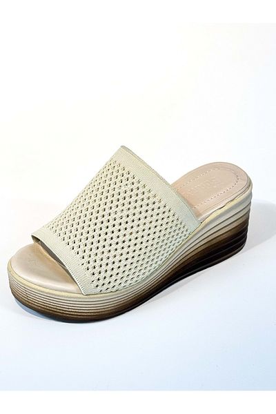 bulutmod Ba04482 Papuci cu toc cu pană de 7 cm pentru femei, tricotați zilnic, moale - 39