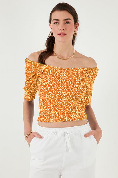 Lela Three Quarter Sleeve Wide Neck Blouse Bluz 5869001